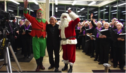 SingMe Merseyside performing at The Carr Farm Christmas Lights Switch On Event with a little help from Santa and his elf.